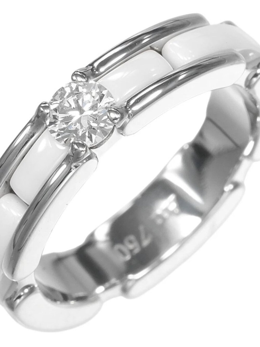 CHANEL Ultra Small Ring K18 white gold/diamond/ceramic #4.1(US Size) 4.74g...